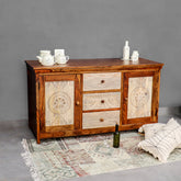 Dravidian Hand Carved Solid Wood Sideboard Cabinet - Fabuliv